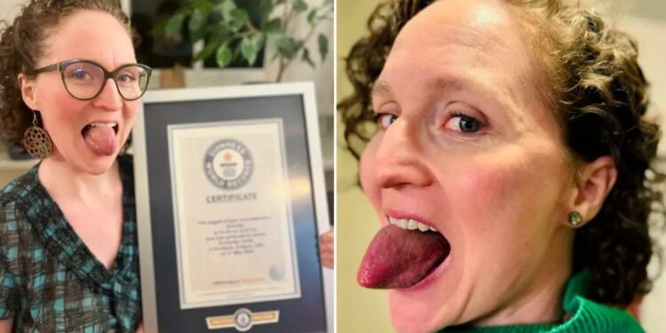 صاحبة أضخم لسان في العالم  تدخل كتاب “غينيس للأرقام”  وتقول أنه يساعدها في العزف على الفلوت”!