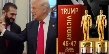 لا حباً بالمال  بل لأنه يعشق إبرام الصفقات.. ترامب يدخل التاريخ من بوابات عدة: سياسية عقارية  تجارية ومالية .. لأنه يفهم جيدا بالتسويق استغل وجود الشرع في البيت الابيض  للترويج لعطره الجديد …