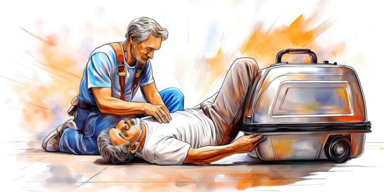 محكمة مدنية ابتدائية في دبيتُلزم "حامل أمتعة" سقط من طابقَيْنورب العمل وشركة الـ TPAتسديد مبلغ علاج العامل للمستشفى...