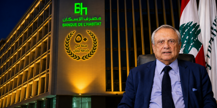 اليوبيل الذهبي لمصرف الإسكانيُضاء مع الواجهة الخارجية للمبنى ...في مقرّه الرئيسي وسط بيروت...