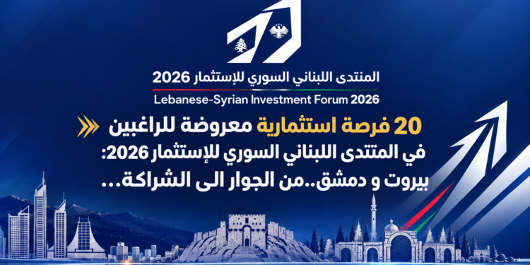 20 فرصة استثمارية معروضة للراغبينفي المنتدى اللبناني السوري للإستثمار 2026:بيروت و دمشق..من الجوار الى الشراكة...