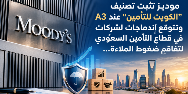 موديز تثبت تصنيفالكويت للتأمين" عند" A3و تتوقّع إندماجات لشركاتفي قطاع التأمين السعوديلتفاقم ضغوط الملاءة...