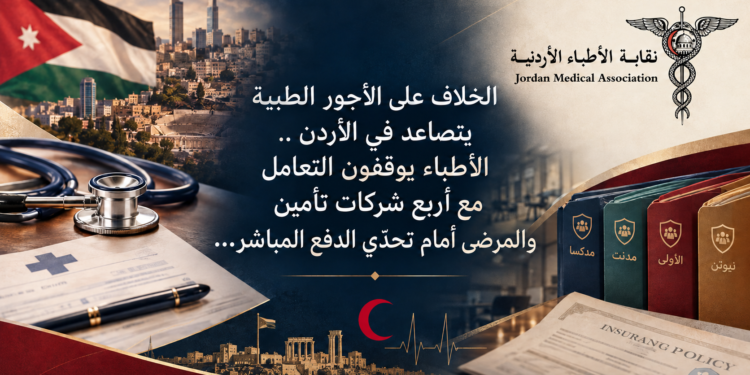 الخلاف على الأجور الطبية  يتصاعد في الأردن ..الأطباء يوقفون التعاملمع أربع شركات تأمينوالمرضى أمام تحدّي الدفع المباشر...