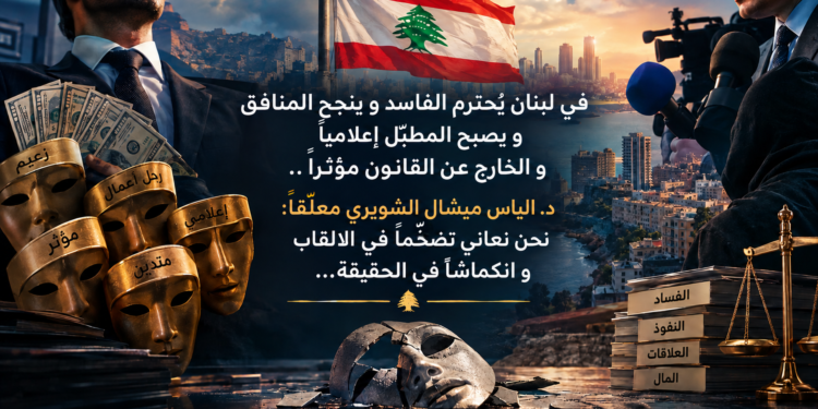 في لبنان يُحترم الفاسد و ينجح المنافقو يصبح المطبّل إعلامياو الخارج عن القانون مؤثراً..د. الياس ميشال الشويري معلّقاً:نحن نعاني تضخّماً في الالقابو انكماشًا في الحقيقة...