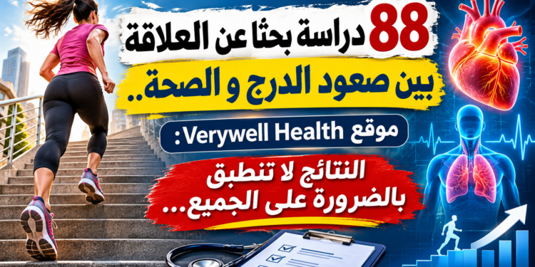 88 دراسة بحثا عن العلاقةبين صعود الدرج و الصحة..موقع Verywell Health:النتائج لا تنطبق بالضرورة على الجميع...